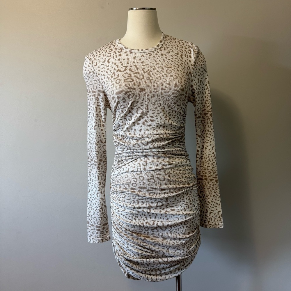 Runaway White Midi Long sleeve body con Dress Medium